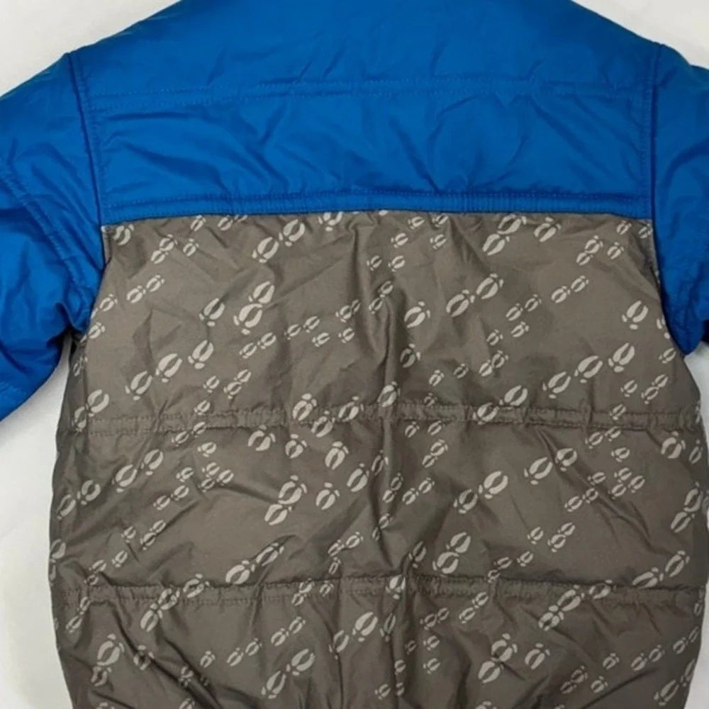 Patagonia Reversible Tribbles Hooded Jacket‎ Blue Grey Tan Fleece Toddler 2T